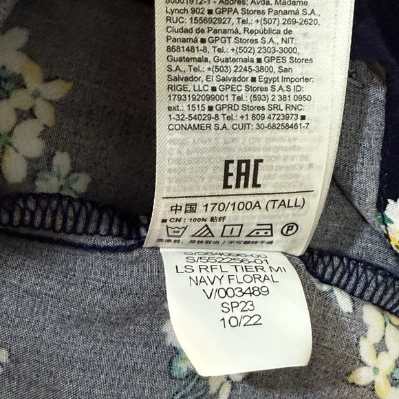 GAP Ruffle Tiered Mini Dress Navy Blue Floral Size Large Tall Boho Cottagecore - Picture 11 of 11